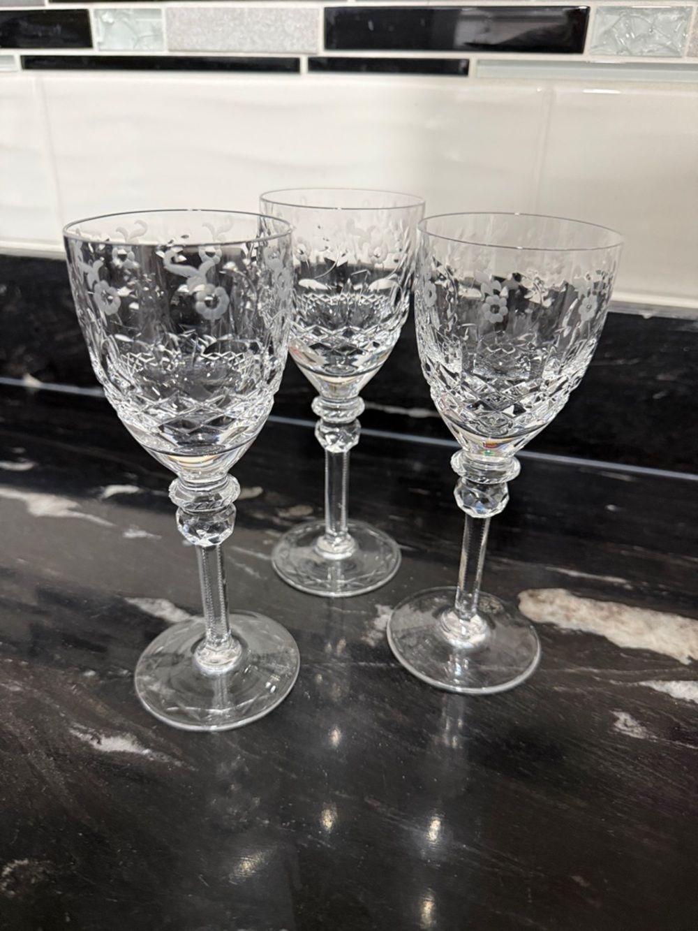 Rogaska Gallia Crystal Stemware by Rogaska set of 3 Wine Water Glasses 6.75"